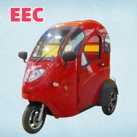 China Cheap 800w Electric Scooter 3 Wheel Enclosed Electric Passenger Tricycle Car with Cabin for Disabled and Senior